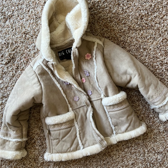 Big Chill Other - Tan soft faux suede jacket coat with embroidered flowers on the front